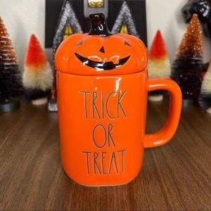 Rae Dunn Orange Ceramic Mug with Jack O’ Lantern Pumpkin Topper